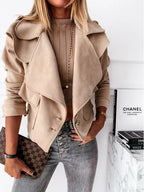 Langärmlige Button-Down-Jacke aus Wildledersamt