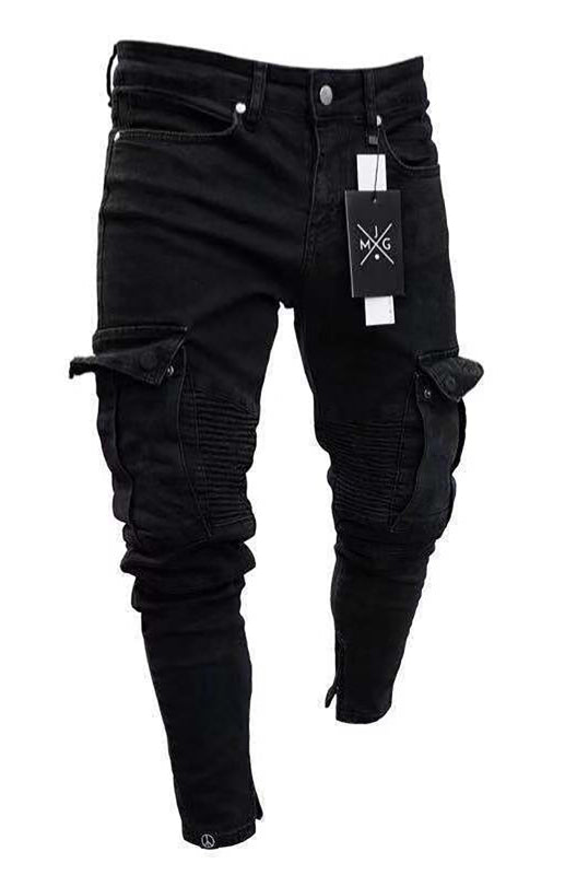 Modische Herren Cargo Jeans mit Strickdesign