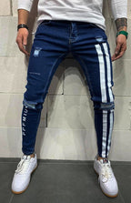 Herren Athletic Slim Fit Jeans mit Streifen und elastischem Bund
