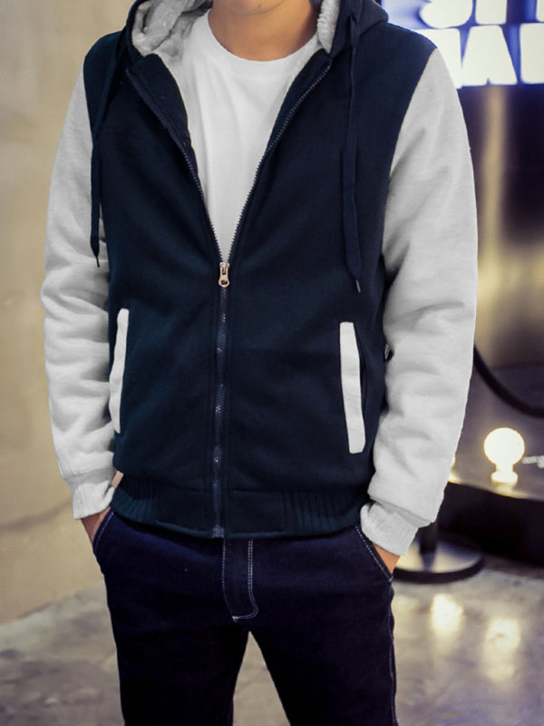 Herrenpullover mit Kapuze, lockerer Sport-Fleece