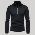 Einfarbiges Herren-Sweatshirt mit Rollkragen, Reißverschluss und langen Ärmeln