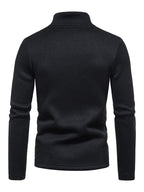 Einfarbiges Herren-Sweatshirt mit Rollkragen, Reißverschluss und langen Ärmeln