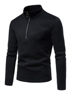 Einfarbiges Herren-Sweatshirt mit Rollkragen, Reißverschluss und langen Ärmeln