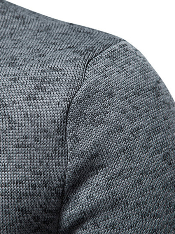 Einfarbiges Herren-Sweatshirt mit Rollkragen, Reißverschluss und langen Ärmeln