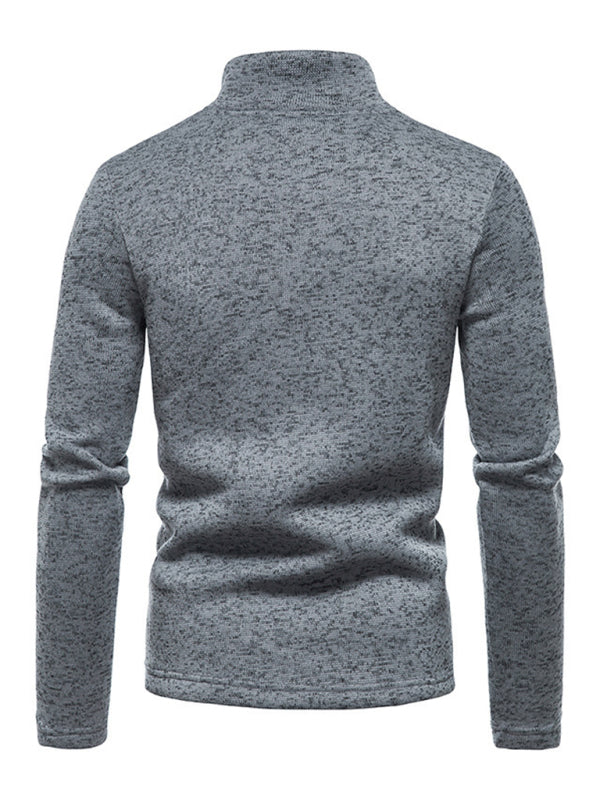 Einfarbiges Herren-Sweatshirt mit Rollkragen, Reißverschluss und langen Ärmeln