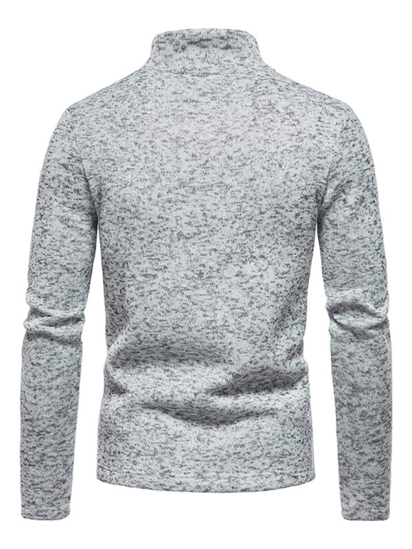 Einfarbiges Herren-Sweatshirt mit Rollkragen, Reißverschluss und langen Ärmeln