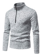 Einfarbiges Herren-Sweatshirt mit Rollkragen, Reißverschluss und langen Ärmeln