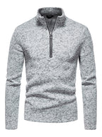 Einfarbiges Herren-Sweatshirt mit Rollkragen, Reißverschluss und langen Ärmeln