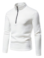 Einfarbiges Herren-Sweatshirt mit Rollkragen, Reißverschluss und langen Ärmeln