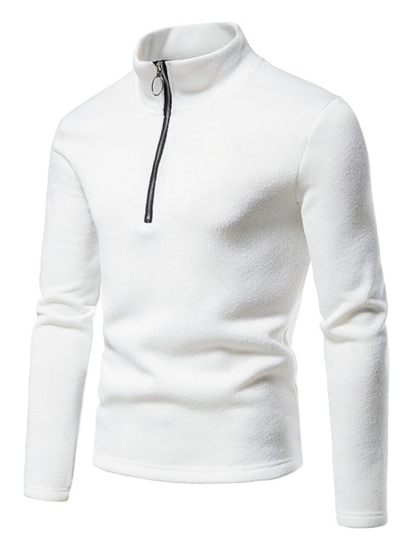 Einfarbiges Herren-Sweatshirt mit Rollkragen, Reißverschluss und langen Ärmeln