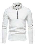 Einfarbiges Herren-Sweatshirt mit Rollkragen, Reißverschluss und langen Ärmeln