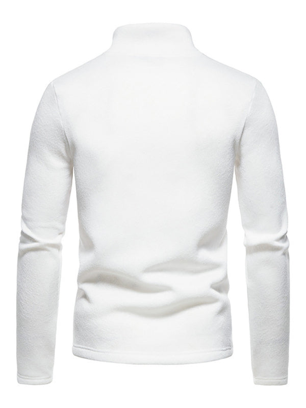 Einfarbiges Herren-Sweatshirt mit Rollkragen, Reißverschluss und langen Ärmeln