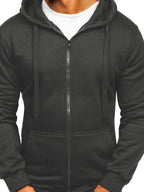 Einfarbiger Basic-Kapuzenpullover mit Reißverschluss für Herren