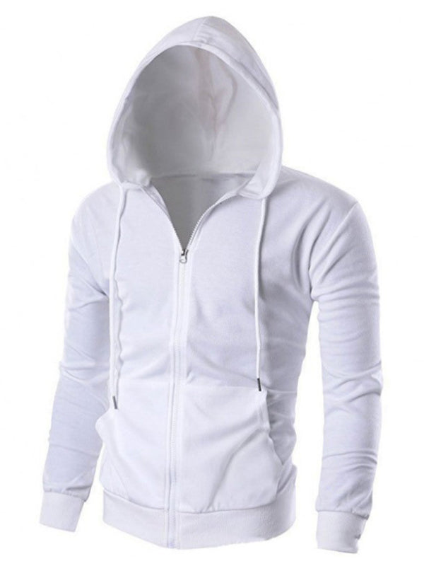 Einfarbiger Basic-Kapuzenpullover mit Reißverschluss für Herren
