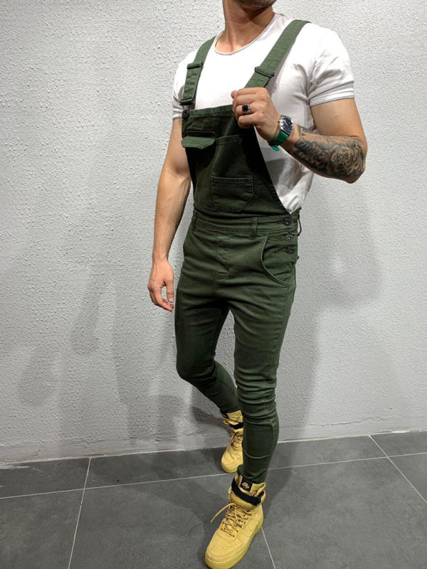 Schlanke Herren Latzhosen mit leicht elastischem Stoff