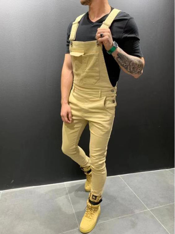Schlanke Herren Latzhosen mit leicht elastischem Stoff