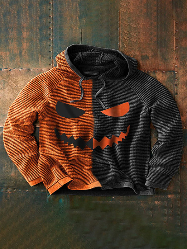 Halloween Herren Kapuzenpullover mit digitalem Kürbis-Druck