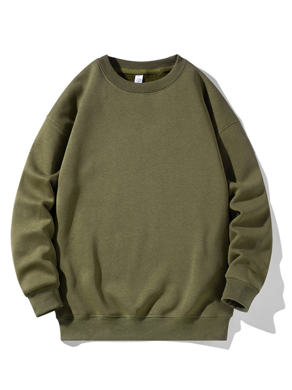 Einfarbiges Langarm-Sweatshirt mit Rundhalsausschnitt für Herren