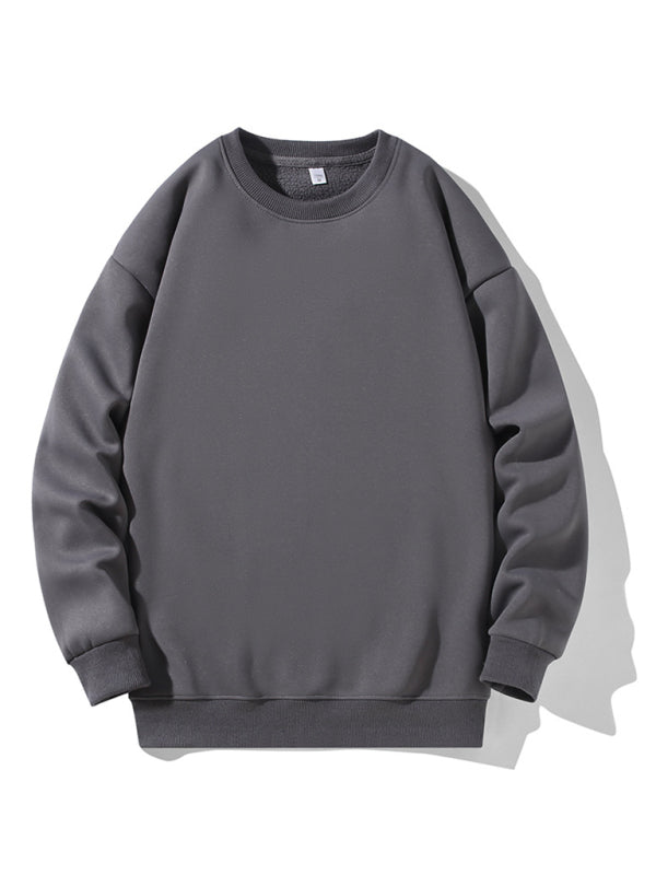 Einfarbiges Langarm-Sweatshirt mit Rundhalsausschnitt für Herren
