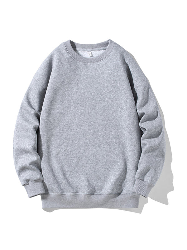 Einfarbiges Langarm-Sweatshirt mit Rundhalsausschnitt für Herren