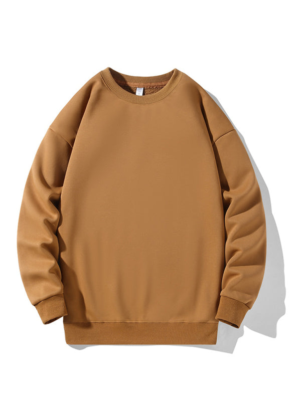 Einfarbiges Langarm-Sweatshirt mit Rundhalsausschnitt für Herren