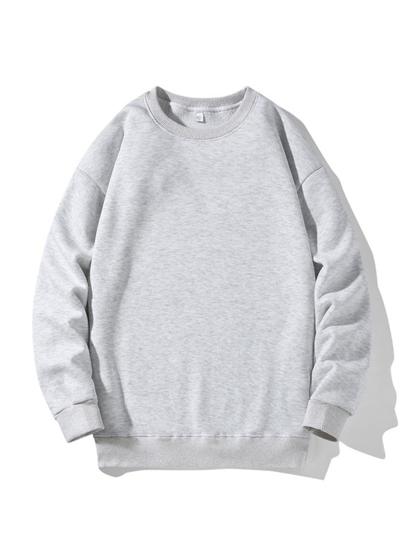 Einfarbiges Langarm-Sweatshirt mit Rundhalsausschnitt für Herren