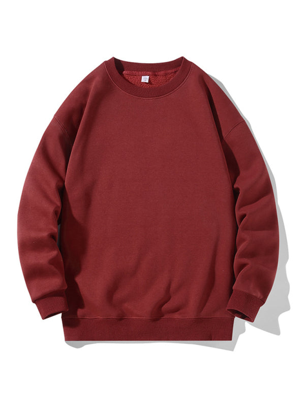 Einfarbiges Langarm-Sweatshirt mit Rundhalsausschnitt für Herren