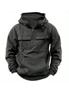 Einfarbige Herren-Sweatshirtjacke mit Kapuze und Taschen