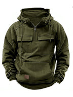 Einfarbige Herren-Sweatshirtjacke mit Kapuze und Taschen