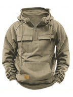 Einfarbige Herren-Sweatshirtjacke mit Kapuze und Taschen