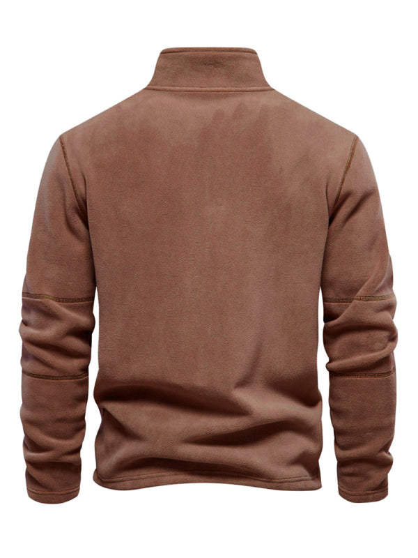 Herren-Sweatshirt aus Polarfleece mit Stehkragen und halbem Reißverschluss