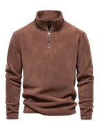 Herren-Sweatshirt aus Polarfleece mit Stehkragen und halbem Reißverschluss