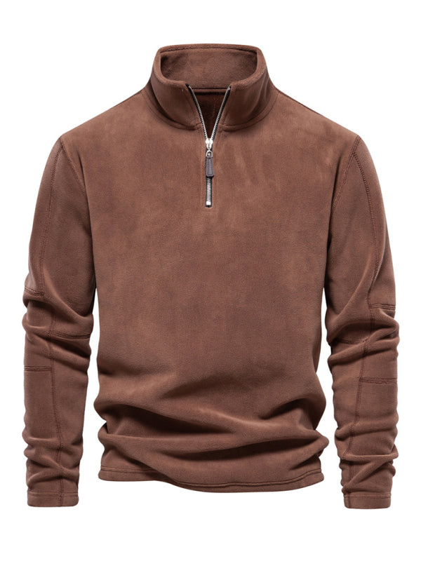 Herren-Sweatshirt aus Polarfleece mit Stehkragen und halbem Reißverschluss