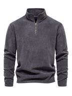 Herren-Sweatshirt aus Polarfleece mit Stehkragen und halbem Reißverschluss