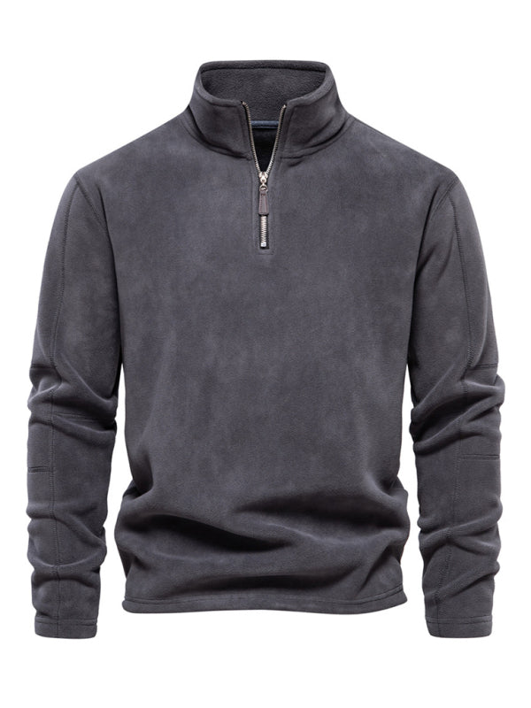 Herren-Sweatshirt aus Polarfleece mit Stehkragen und halbem Reißverschluss