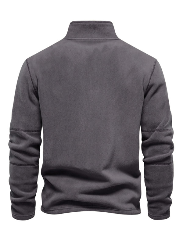 Herren-Sweatshirt aus Polarfleece mit Stehkragen und halbem Reißverschluss