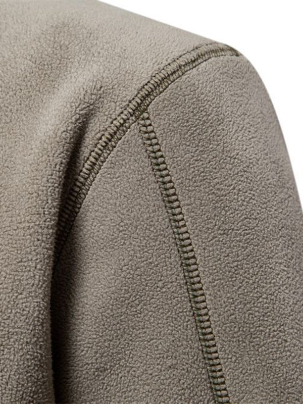 Herren-Sweatshirt aus Polarfleece mit Stehkragen und halbem Reißverschluss