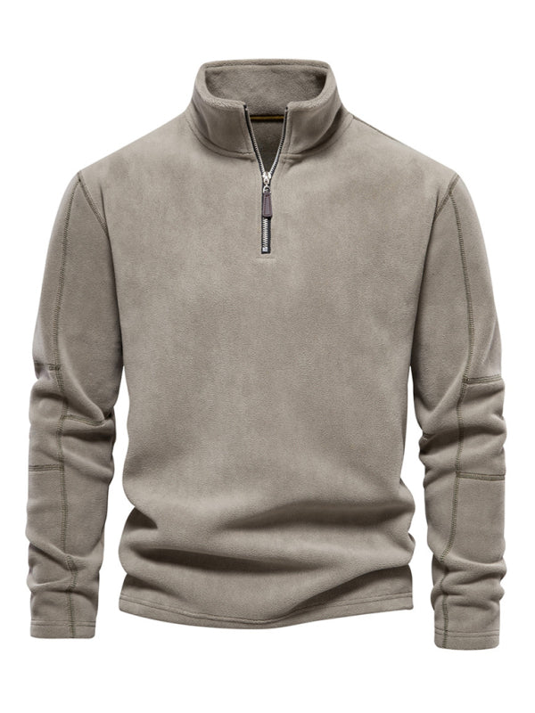 Herren-Sweatshirt aus Polarfleece mit Stehkragen und halbem Reißverschluss