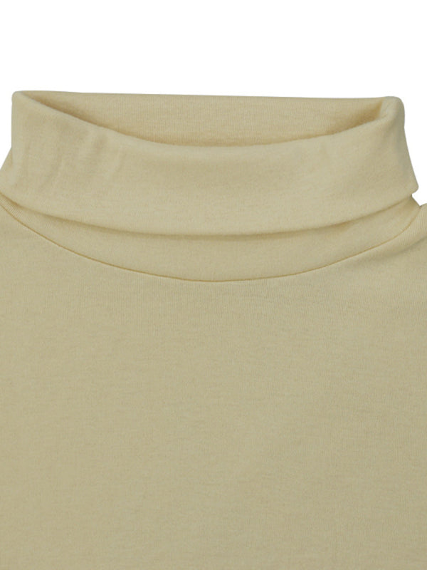 Einfarbiges Langarm-T-Shirt mit Rollkragen für Herren