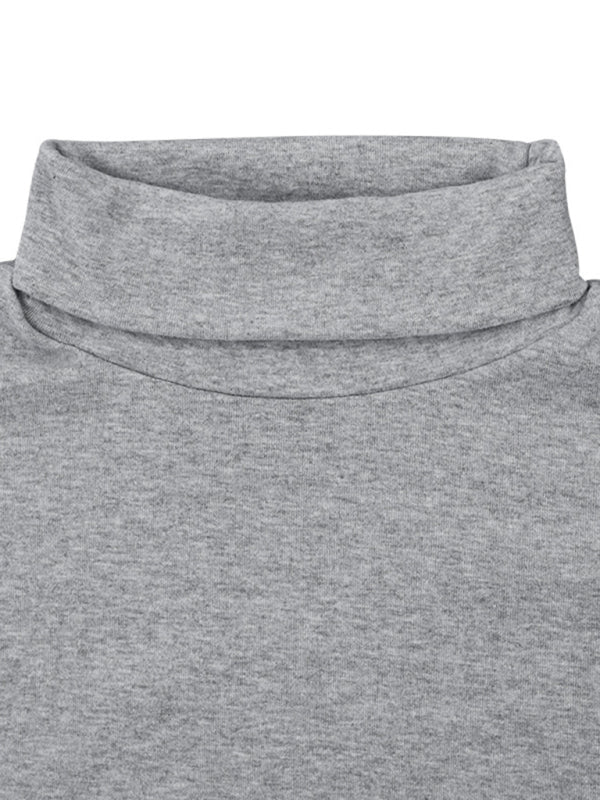 Einfarbiges Langarm-T-Shirt mit Rollkragen für Herren