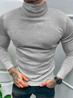 Einfarbiges Langarm-T-Shirt mit Rollkragen für Herren