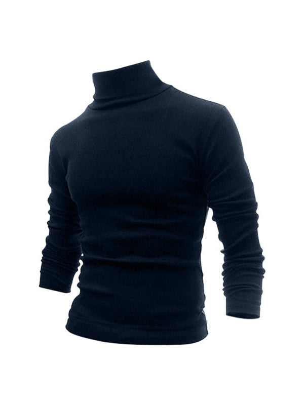 Einfarbiges Langarm-T-Shirt mit Rollkragen für Herren