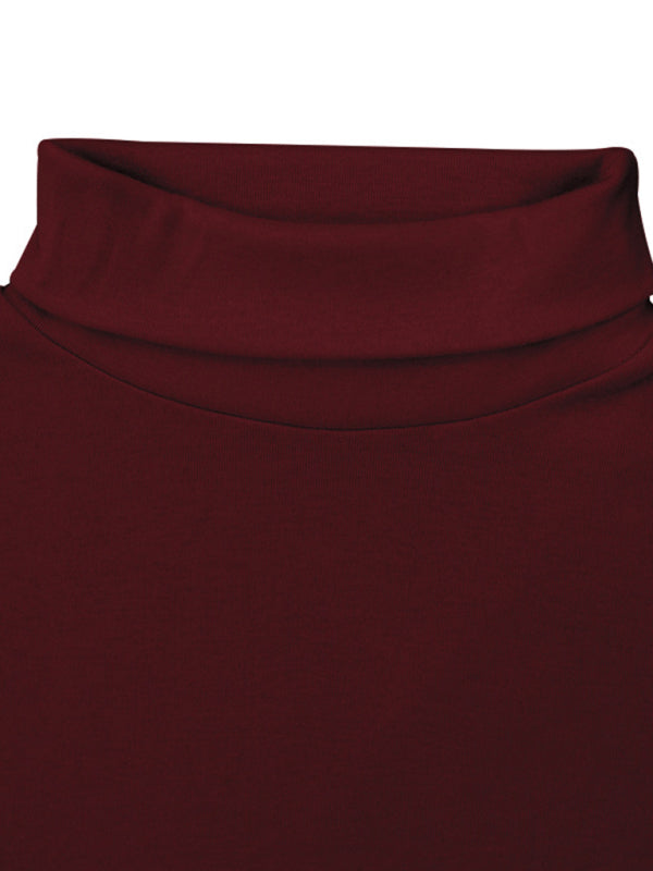 Einfarbiges Langarm-T-Shirt mit Rollkragen für Herren