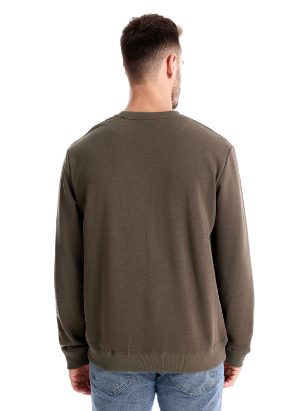 Lockeres, einfarbiges, lässiges Langarm-Sweatshirt für Herren mit Rundhalsausschnitt