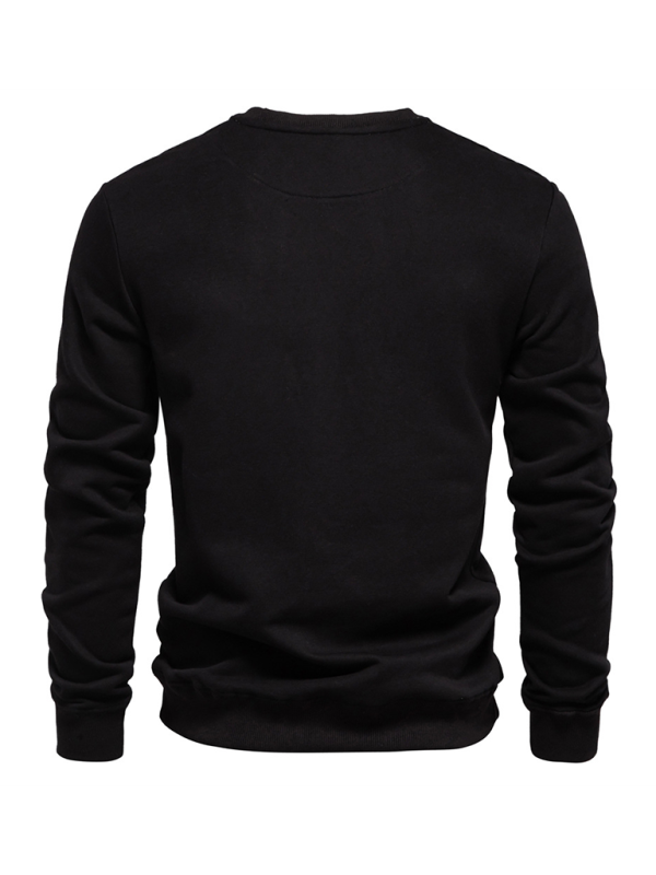 Lockeres, einfarbiges, lässiges Langarm-Sweatshirt für Herren mit Rundhalsausschnitt