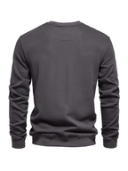 Lockeres, einfarbiges, lässiges Langarm-Sweatshirt für Herren mit Rundhalsausschnitt
