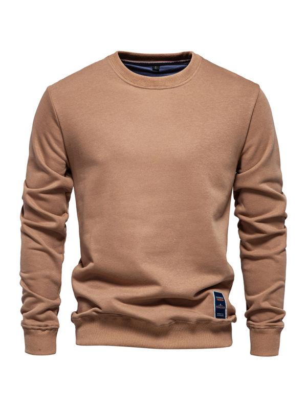 Lockeres, einfarbiges, lässiges Langarm-Sweatshirt für Herren mit Rundhalsausschnitt