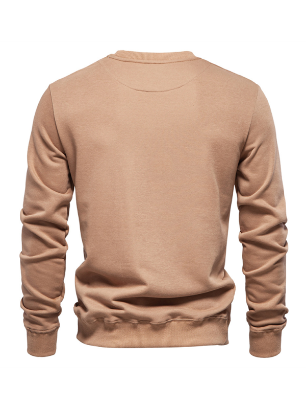 Lockeres, einfarbiges, lässiges Langarm-Sweatshirt für Herren mit Rundhalsausschnitt