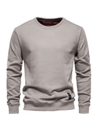 Lockeres, einfarbiges, lässiges Langarm-Sweatshirt für Herren mit Rundhalsausschnitt