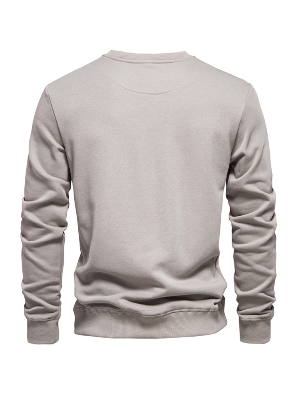 Lockeres, einfarbiges, lässiges Langarm-Sweatshirt für Herren mit Rundhalsausschnitt